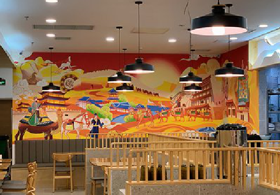  潜山商业空间彩绘介绍。