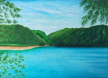  潜山在墙绘中，如何绘画绿水青山？