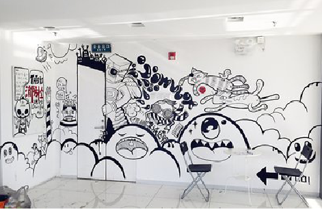  潜山手绘墙并非传统涂鸦。