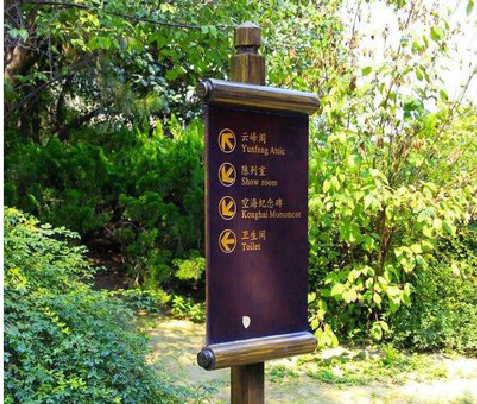  潜山标识牌与环境之间有什么关系？